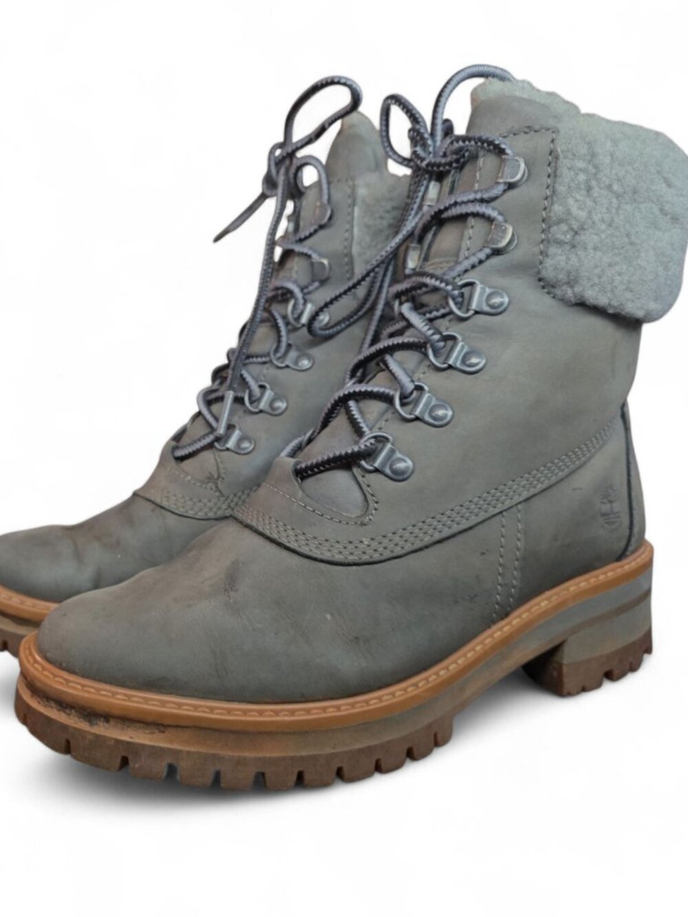 Timberland Courmayeur Valley 6" Womens Boots Gray Nubuck Size 7 Shearling